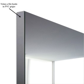 Flush edge frame in gray PVC custom-made bathroom mirror