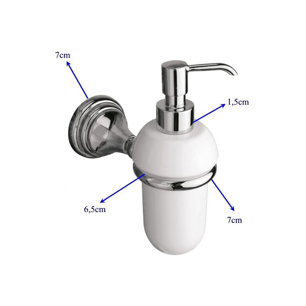 Accessori bagno-Dispenser dosasapone in ceramica bianca ottone cromato