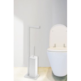 Blanche - Porte-rouleau papier toilette et support brosse WC blanc
