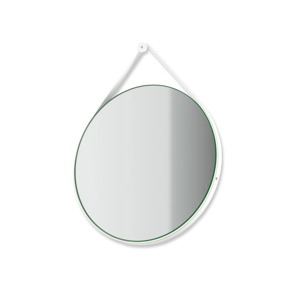 Lory - Miroir de salle de bain avec cadre en éco-cuir blanc Made in Italy