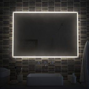Hana - Miroir mural de salle de bain rétro-éclairé Made in Italy