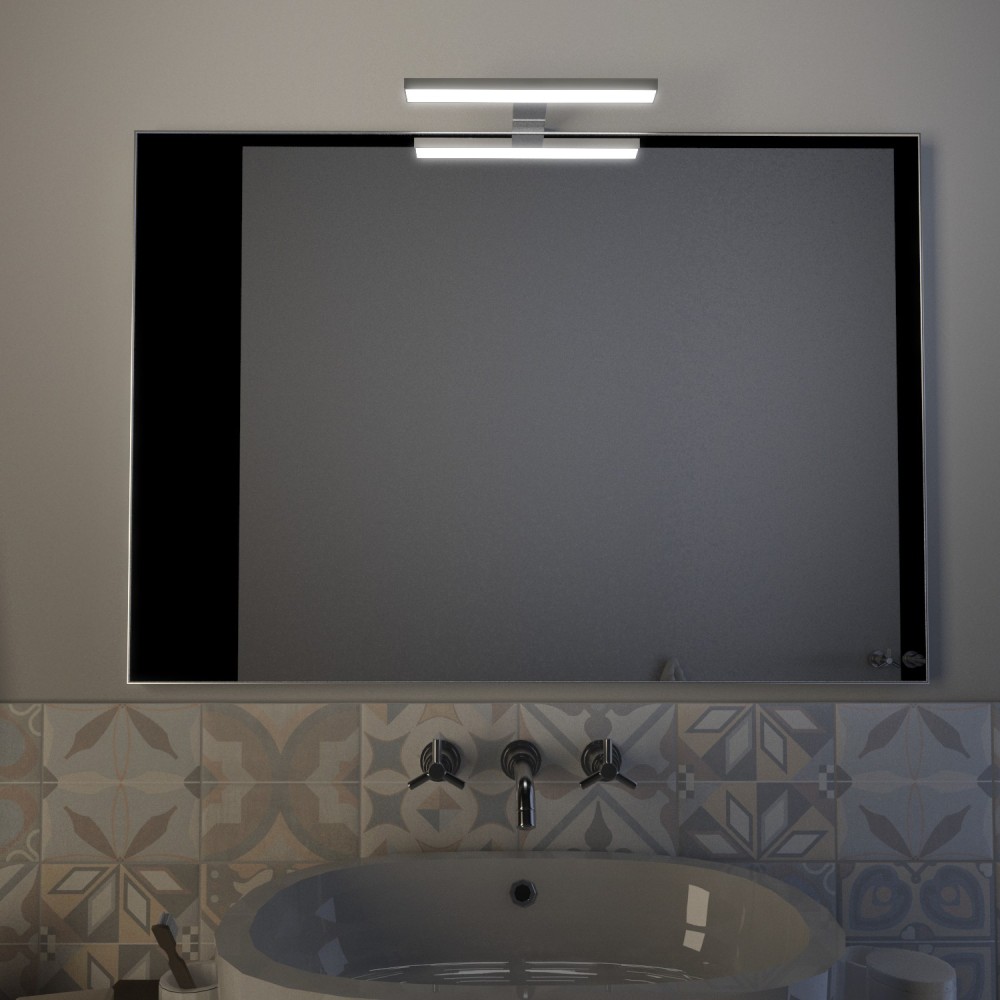 Naviom - Specchio con interruttore di accensione lampada a sfioramento touch Made in Italy