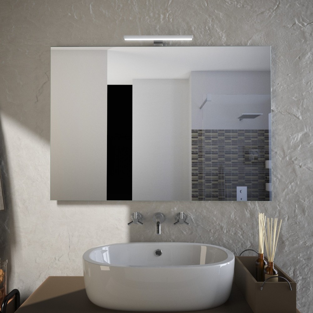 Feder - Specchio da parete con lampada led Made in Italy