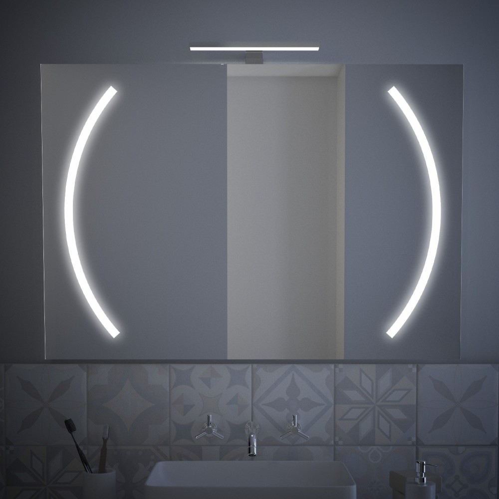 Boom - Miroir de salle de bain rétroéclairé + lampe LED Made in Italy