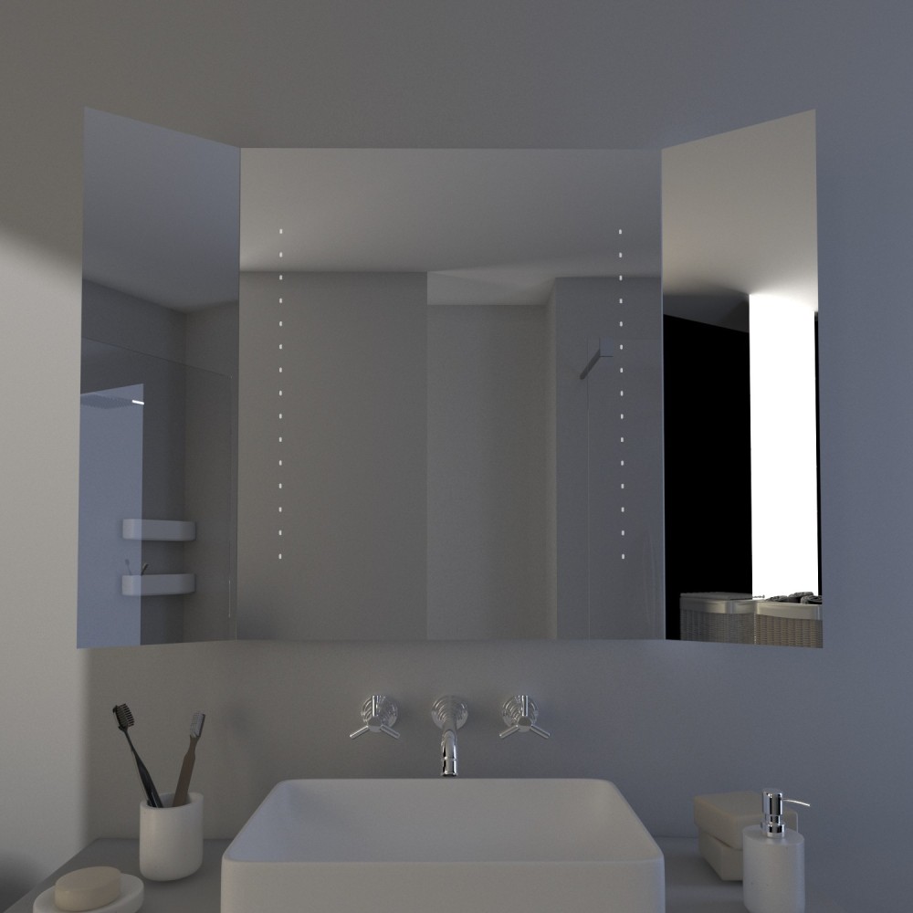 Eve - Miroir 3 portes avec points lumineux LED pour salle de bain Made in Italy