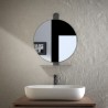 Kiri - Miroir de salle de bain rond d.70cm avec étagère de rangement (blanc/noir)