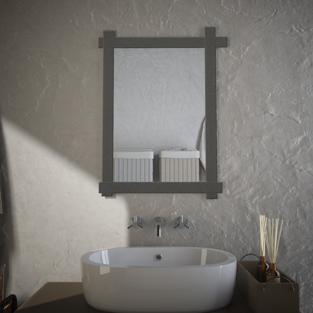 Cowboy - Miroir de salle de bain rectangulaire avec cadre en métal anthracite Fabriqué en Italie