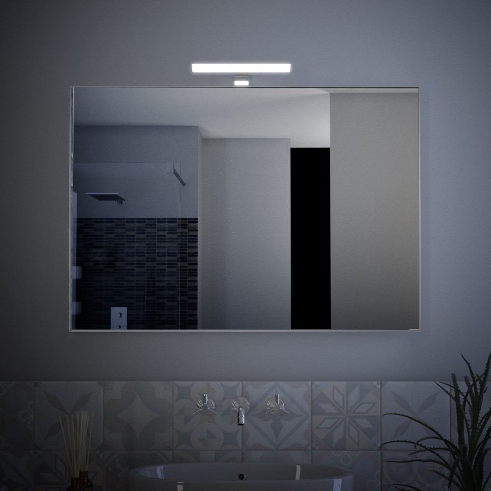 Slide - Specchio rettangolare con luce integrata lampada led Made in Italy