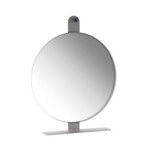 Kiri - Miroir rond avec étagère de rangement blanche Fabriqué en Italie