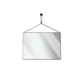 Magnolia - Miroir rectangulaire avec cadre en éco-cuir noir ou cuir Made in Italy