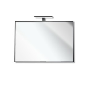Julca - Miroir de salle de bain rectangulaire avec cadre périmétrique noir réversible avec lampe Led IP44