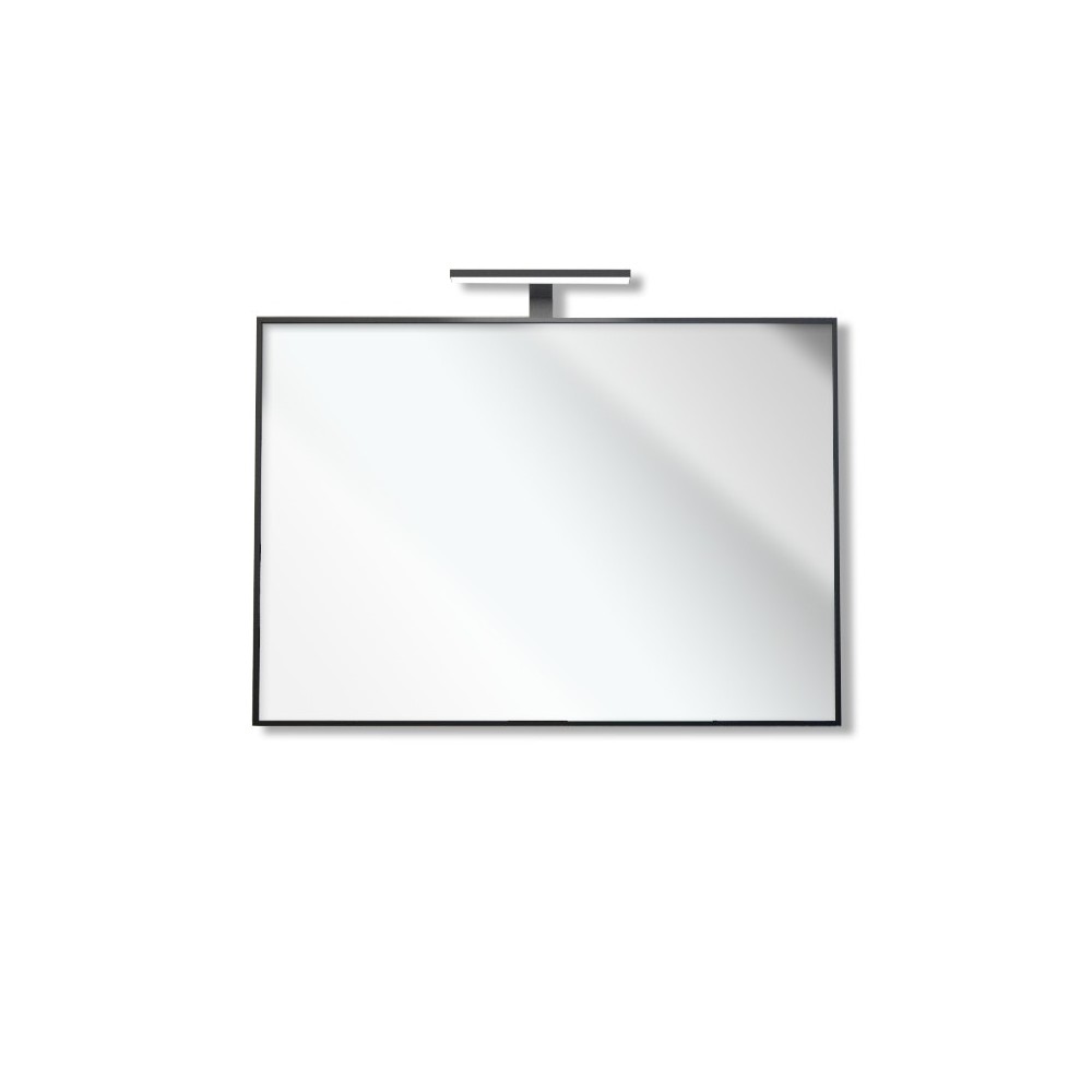 Julca - Miroir de salle de bain rectangulaire avec cadre périmétrique noir réversible avec lampe Led IP44