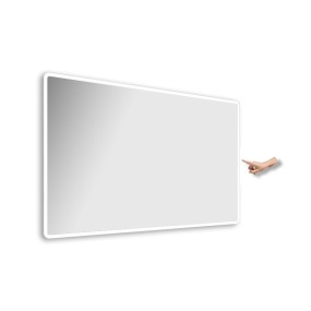Hester - Miroir de salle de bain réversible de forme rectangulaire aux angles arrondis avec cadre sablé rétroéclairé par LED