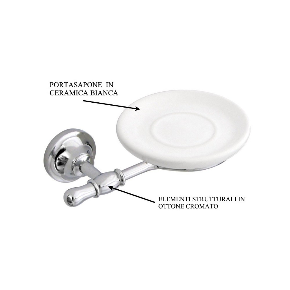 Accessoires de bain - Porte-savon en laiton et céramique blanche