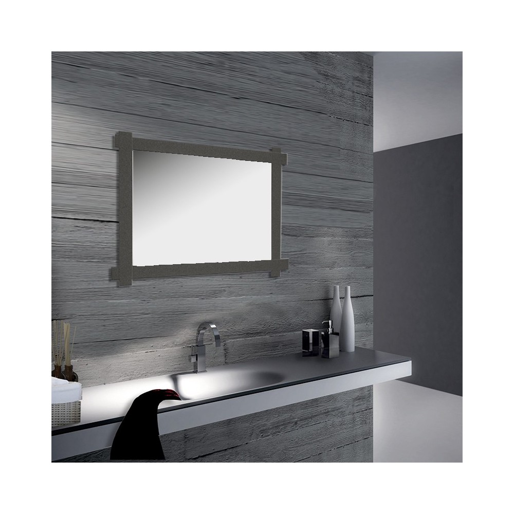 Cowboy - Miroir rectangulaire avec cadre en métal anthracite pour salle de bain Made in Italy
