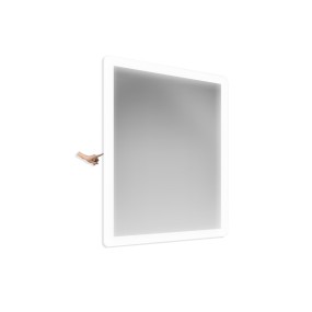 Ambient - Miroir en forme avec coins arrondis et cadre sablé rétroéclairé par LED avec film Safe