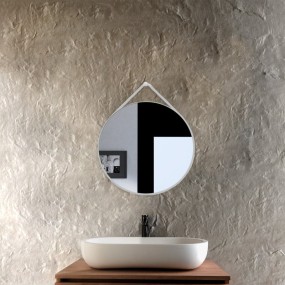 Lory - Miroir avec cadre en éco-cuir blanc Fabriqué en Italie