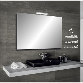 Irina - Specchio reversibile da bagno filo lucido 90x60 cm con lampada alogena 25W