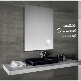 Odino - Specchio da bagno filo lucido 60 x 80 cm con specchio ingranditore circolare integrato Ø 13.5 cm