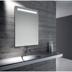 Milly - Specchio da bagno filo lucido 50x70 cm con fascia sabbiata retroilluminata led 5W