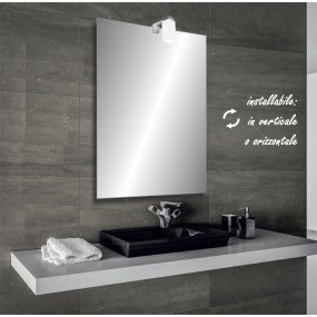 Selina - Specchio da bagno filo lucido 50x70 cm. Con lampada alogena.
