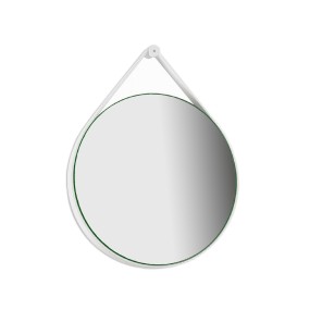 Lory - Specchio da parete con cornice in ecopelle bianca Made in Italy